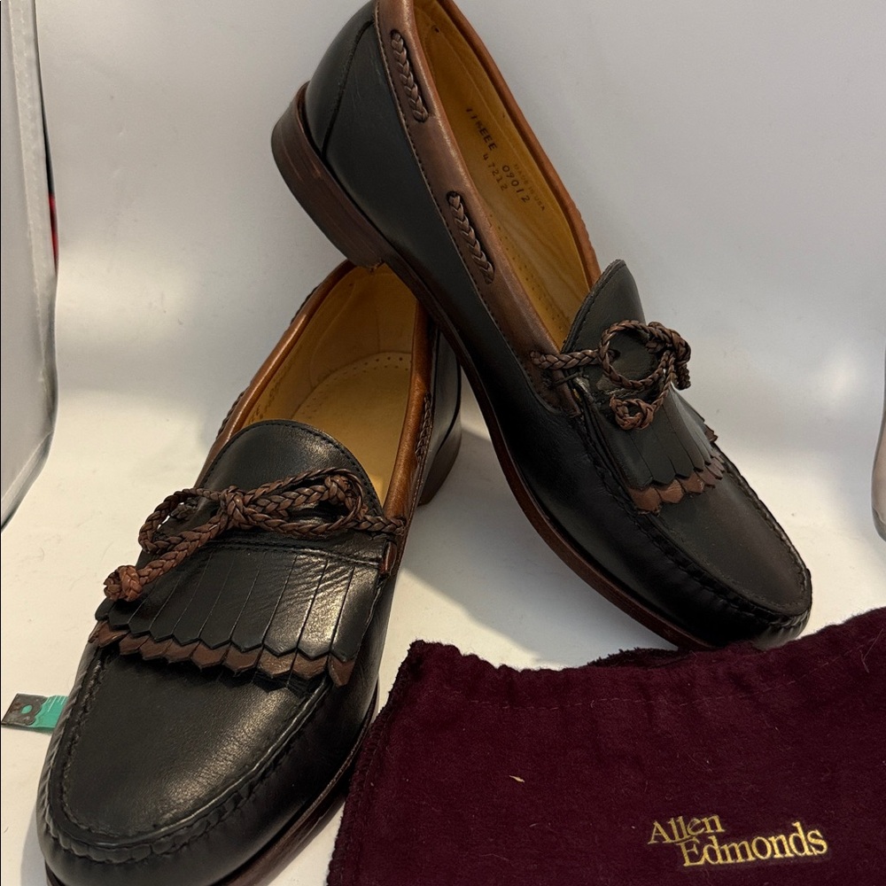 Allen Edmonds Woodstock Black & Brown Leather Braid Loafers sz 11.5 EEE - Picture 10 of 10